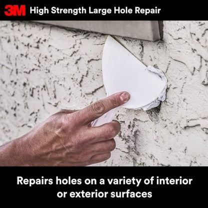 3M High Strength Fiber Reinforced Spackling Compound, 32 oz., Ideal for Large Hole Repair Cracks and Damaged Surfaces in Drywall, Plaster, Stucco, Concrete and Wood, For Easy Wall Repair (LHR-32-BB)