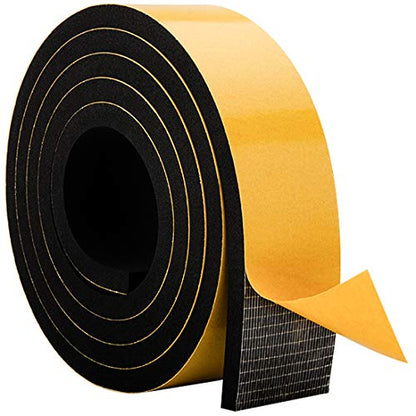 Neoprene Foam Weather Stripping, 2 Inch Wide X 3/8 Inch Thick, Door Jamb Seal Strip with Adhesive Backing for Doors & Windows, Total 6.5 Feet Long - size: 2in * 3/8in * 6.5ft