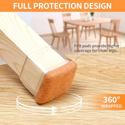 Ezprotekt Chair Leg Floor Protectors for Hardwood Floors, Felt Furniture Pads, Silicone Felt Furniture Leg Pads Caps Covers for Table Desk Sofa No Scratches and Reduce Noise (M Fit: 0.75" - 1") - size: M-Square