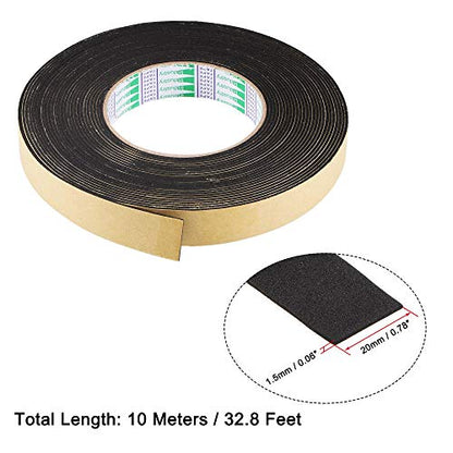 uxcell Sealing Foam Tape 20mm Wide 1.5mm Thick 10m/32.8ft Long, EVA Self Adhesive Weather Strip for Window Door Insulation - size: 20mmx1.5mmx10m