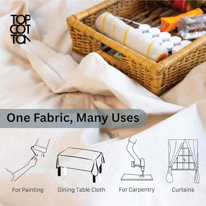 Top Cotton Canvas Drop Cloth 1Pc, Reusable Paint Drop Cloth, 100% Recycled Cotton Canvas Tarp Cover for Painter, Furniture, Floor Protection, All Purpose Painters Dropcloth for Christmas DIY (4x5FT) - size: Pack of 1 - 4' x 5' (Standard)