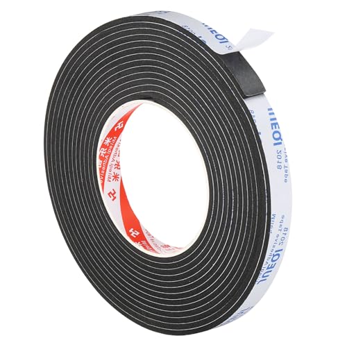 PATIKIL 5m/16.4ft Sealing Foam Tape, 15mm Wide 3mm Thick Single Sided Weather Stripping Door Furniture Seal Strip for Window Pipes Insulation, Black - color: Black, size: 5m*15mm*3mm
