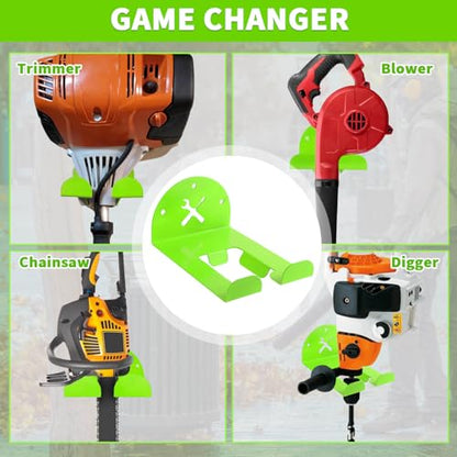 Upgraded Trimmer Rack Wall Mount - 8" Heavy Duty Weed Eater Hanger for Garage Wall, Garden Power Tool Holder Organizer Hooks for Grass Trimmer, Hedge Trimmer, Leaf Blower and Chainsaw, Green, 1 Pack - color: Green-1Pack