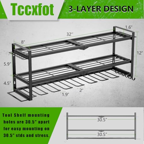 Power Tool Organizer - 3 Layer 8 Drill Holder Wall Mount, Storage Rack for Garage Organization, Large Tool Shelf, Gifts for Him Men Dad Husband Anniversary Fathers Day, Cool Gadget Stocking Stuffer - size: 3 Layer 8 Slots