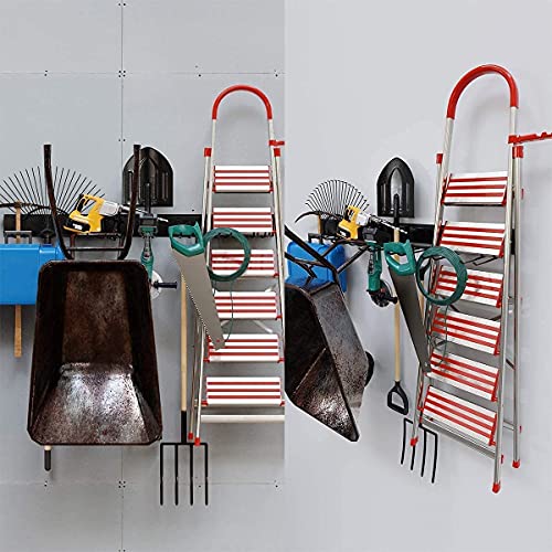 TORACK Tool Storage Rack, Heavy Duty Steel Garage Wall Mount Garden Tool Organizer for Ladders, Chairs, Shovels, Broom, Power tools (8-Pack 5.7"-11" Mixed Hooks, up to 800 lbs) - size: Metal Rack