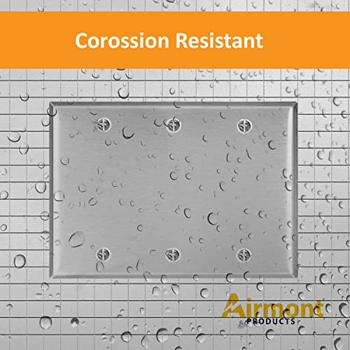AP-10413, Stainless Steel Blank Wall Plate, 3 Gang Standard Size 4.50" x 6.38" Corrosion and Heat Resistant, Unbreakable Metal, Silver, Cover Unused Electrical Sockets or Switch Holes - size: 3 Gang
