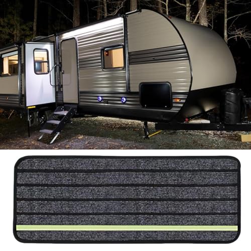 Landing Mat, Carpet Stair Treads for Wooden Steps, Anti Slip Carpet Stair Mat with Self Stick Adhesive, Foldable Protective Rug for Staircase, Camping Vehicle Use