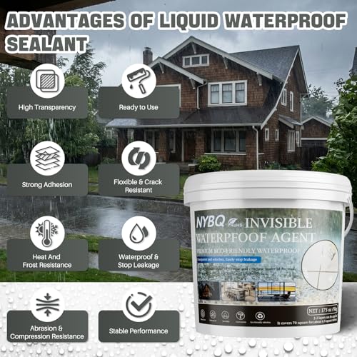 NYBQ Waterproof Sealant Coating 70oz, Transparent Invisible Waterproof Agent, Super Strong Anti-Leakage Polyurethane Coating for Bathroom, Roofs, Kitchen, Patio, Walls, Indoor & Outdoor - size: 70OZ