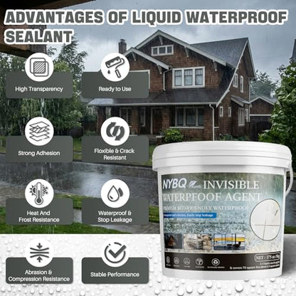 NYBQ Waterproof Sealant Coating 70oz, Transparent Invisible Waterproof Agent, Super Strong Anti-Leakage Polyurethane Coating for Bathroom, Roofs, Kitchen, Patio, Walls, Indoor & Outdoor - size: 70OZ