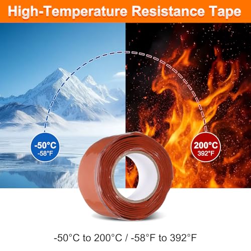 uxcell 2 Pcs Self Fusing Silicone Tape, 1" x 3ft Waterproof Water Leak Sealing Tape for Plumbing Pipe Hose Repair Handles, Red (0.5mm Thick) - color: Red