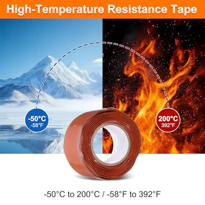 uxcell 2 Pcs Self Fusing Silicone Tape, 1" x 3ft Waterproof Water Leak Sealing Tape for Plumbing Pipe Hose Repair Handles, Red (0.5mm Thick) - color: Red
