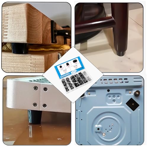 124Pcs Rubber Feet for Cutting Board with Stainless Washer Screws Assortment Kit,3 Sizes (0.6inch, 0.8inch, 1inch),Non Slip Rubber Bumper Feet for Furniture, Cabinets, Electronics - size: 124pcs -3 size