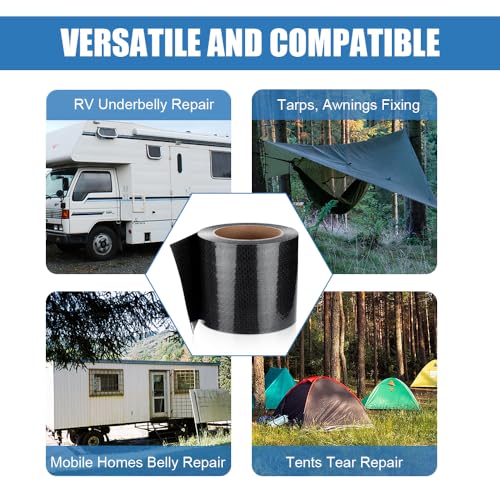 Ramkle RV Underbelly Tape, 4" x 50' RV Underbelly Material, Waterproof Tape with Permanent Sealing Adhesive for RV, Camper Travel Trailer, Mobile Home, Tear Repair Patch - style: 4 Inches x 50 Feet