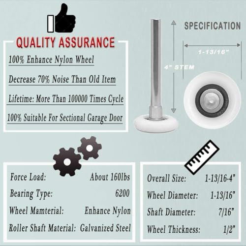 Surpass Garage Door Hardware Kit Roller/Hinge/Top Bracket/Wire Rope (for 8' Height Garage Doors)