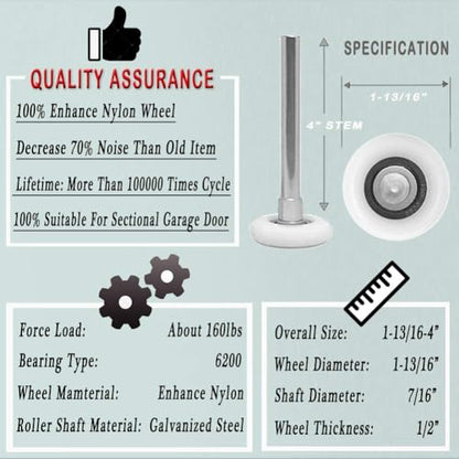 Surpass Garage Door Hardware Kit Roller/Hinge/Top Bracket/Wire Rope (for 16'x8' and 18'x8' Height Double Garage Doors)