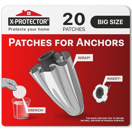 X-Protector Patches for Anchors - 20 PCS Big Size - Loose Wall Anchor Fix Pad - Dry Wall Anchor Repair Pads - Plaster Wall Anchors - Wall Anchors Repair Patches to Keep Them in Place! - size: 20 PCS Big Size