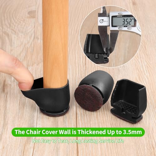 16PCS Round Silicone Chair Leg Floor Protectors for Hardwood Floors, Felt Furniture Pads Covers Table Chair Leg Caps, Large Chair Sliders for Wood Floors, Anti-Scratches & Noise(Black, Fit:1.1"-1.4") - size: L(Fit 1.1"-1.4") - Black