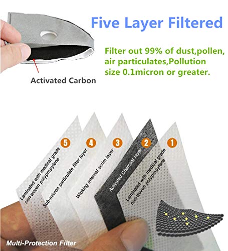 Loops Reusable Dust Face Mask with 7 Activated Carbon Filters-Woodworking,Construction,Mowing,Painting,sanding Outdoor