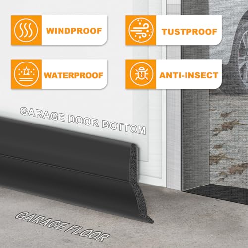 Universal Garage Door Threshold Seals Bottom Rubber Replacement, weatherproofing Garage Door Weather Stripping with Nails (32.8ft) - size: 32.8ft
