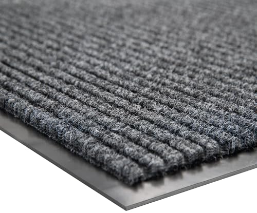 100pointONE Front Door Mat, Heavy Duty Indoor Outdoor Doormat, 72" x 24" Low Profile Outdoor Mats for Home Entrance, Stain and Fade Resistant Welcome Mat Ideal for High Traffic Area, Dark Gray - color: Dark Grey Striped, size: 2' x 6' (Rectangular)