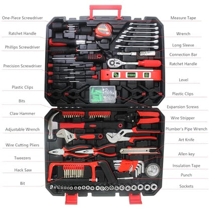 238-Piece Home & Hand Tool Kit Set- Portable Black Tool Box Set Hand Tool Kit with Lock, Perfect for Homeowner, Diyer, Handyman - size: Artman Home 238-Piece Kit