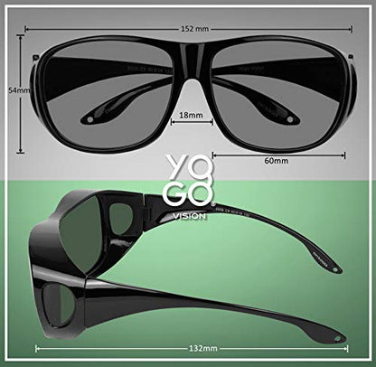 Fit Over Wrap Sunglasses Polarized Lens Wear Over Eyeglasses 100% UV Protection for Men and Women - color: Smoke Lens and G15 Lens