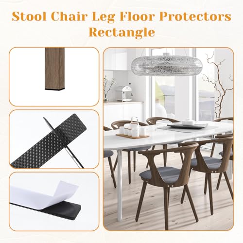 Non Slip Furniture Pads, Furniture Leg Floor Protectors 0.8" X 3.7" Self Adhesive Furnitures Grippers Chair Leg Pads Rubber Chair Feet Furnitures Floor Protectors（12 PCS Rectangle）