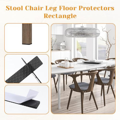 Non Slip Furniture Pads, Furniture Leg Floor Protectors 0.8" X 3.7" Self Adhesive Furnitures Grippers Chair Leg Pads Rubber Chair Feet Furnitures Floor Protectors（12 PCS Rectangle）
