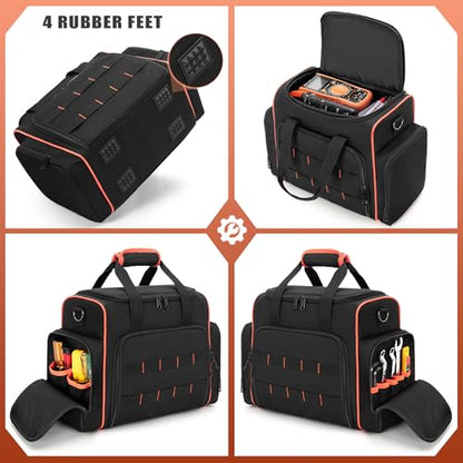 Marscamd Tool Bag with 3 Removable Cases, 2 Layers Tool Tote for Hand Tools, Black with Red Binding - color: Black with Red Binding