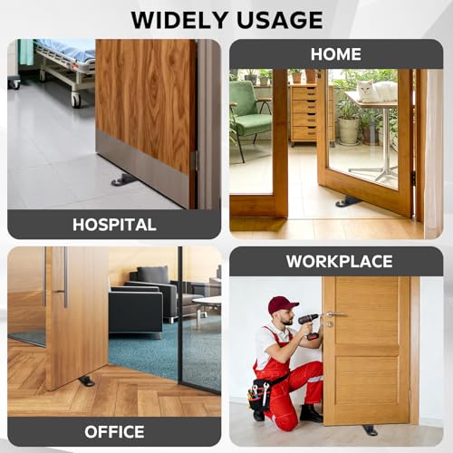 24-Pack Rubber Door Stoppers, Wedge Door Stoppers Stackable with Hook for Wood, Tile, Carpet, and Concrete Floors, for Home, Office, School, and Hotel Use, Black