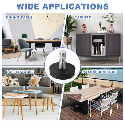 12 Pack Furniture Leveling Feet Adjustable Furniture Feet Table Legs Heavy Duty Leveling Feet Screw on Furniture Levelers for Table Cabinets Chairs Bar Stool Desk Dresser Wood Legs (M6) - size: M6