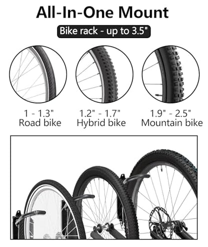4 Pack Swivel Bike Wall Mount, Bike Hangers for Garage, Space-Saving Vertical Bike Rack, Sturdy Bike Storage Rack Holds Up to 66lbs, Easy to Install.