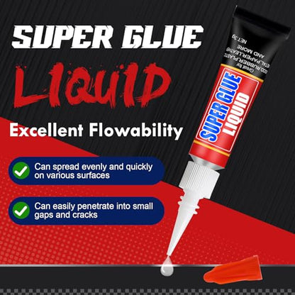 WOUSEDO 36 X 3g Super Glue Liquid, Clear Strong Adhesive,Fast Drying Cyanoacrylate Glue for Wood, Rubber, Leather, Hard Plastic, Metal, DIY Crafts and More - size: Pack of 36, style: Liquid