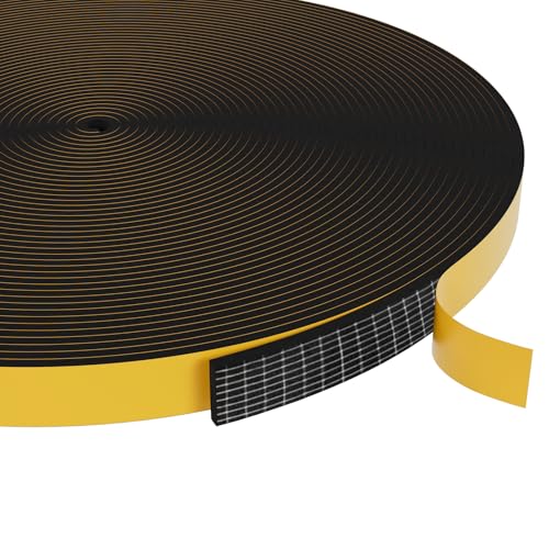 Weather Stripping Door Seal Strip,Black Weatherproof Foam Tape Insulation for Sliding Door, Front Door Frame, Windows (1/2 in x 1/8 in x 32.8Ft) - color: Black, size: 1/2Inx1/8Inx32.8Ft