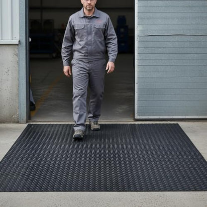 Heavy Duty Floor Mat Rolls, Industrial Non-Slip PVC Workbench Mat for Garage Warehouse Gym Factory, Easy to Cut Flooring Mat, Under Car Parking Mats(6ft x 14ft/1.83m x 4.27m, Black) - size: 6ft x 14ft/1.83m x 4.27m