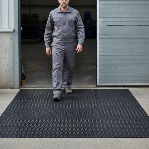 Heavy Duty Floor Mat Rolls, Industrial Non-Slip PVC Workbench Mat for Garage Warehouse Gym Factory, Easy to Cut Flooring Mat, Under Car Parking Mats(3ft x 12ft/0.91m x 3.66m, Black) - size: 3ft x 12ft/0.91m x 3.66m