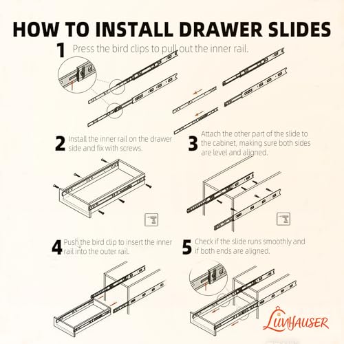 1 Pairs Full Extension Drawer Slides, 20 Inch Heavy Duty Drawer Runners, Side Mount Dresser Cabinet Rails, 1.77 Inch Width Slides for Kitchen Cabinet, 100LB(45kg) Capacity, Anti-Rust & Long-Lasting - size: 20inch