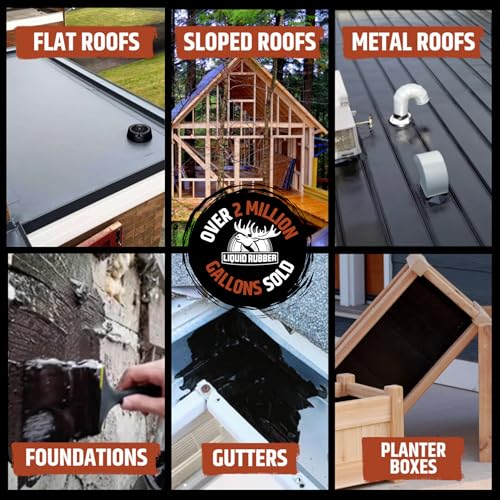 Liquid Rubber Waterproof Sealant – DIY Leak Repair Coating for Flat, Metal & Low Slope Roofs, Foundations, Gutters & More – Flexible Protective Membrane - Black - 1 Quart - size: 1 Quart