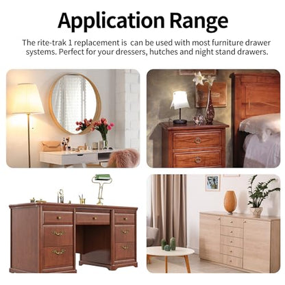 Compatible with kenlin Rite Trak 1 Drawer Track Guide and Glides, 6 Sets of Dresser Center Mount Plastic Drawer Slides - Fits Most Furniture Drawer System Such as Vaughan Bassett, Legacy and Pulask