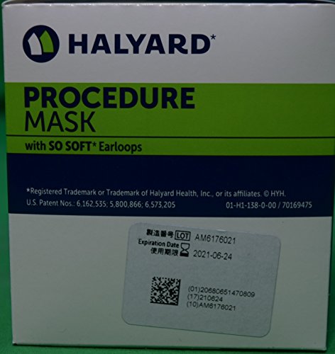 HALYARD Single-Use, Disposable Earloop Medical Mask, Designed For Short-Term Wear, Pleat-Style with Earloops, Blue, 47080