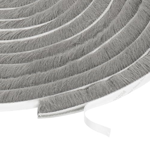 uxcell Self Adhesive Brush Seal Weather Stripping 1/2" x 1/4" x 49ft, Door Brush Strip for Sliding Sash Door Window Wardrobe Seal, Gray - color: Gray, size: 1/2" x 1/4" x 49ft