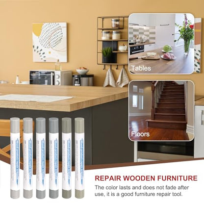 HARFINGTON Wood Filler Sticks 6 Colors Wooden Wax Touch Up Furniture Repair Crayons for Medium Green, Turquoise, Gray, Khaki, Light Khaki, Titanium White - color: Bean Greens Series