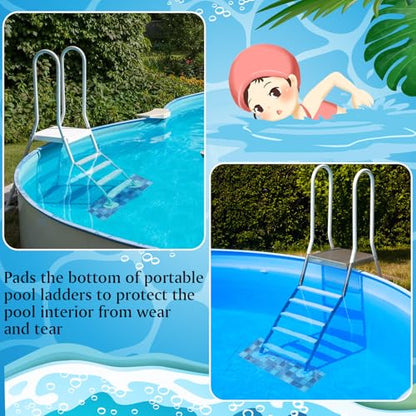 Drydiet Pool Step Mat Above Ground Ladder Mat, Swimming Protective Nonslip Step Pad with Texture, Pool Essentials Accessories for Floor Liners and Stairs, Blue and Green Square Pattern(9 x 24 Inch) - size: 9 x 24 Inch