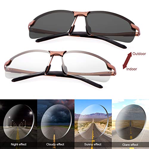 YIMI Men Photochromic Polarized Sports Sunglasses Cycling Fishing Driving Glasses UV Protection Eyeglasses Anti Glare Eyewear - color: 3043 Brown