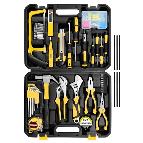 SOLUDE Tool Set,148-Piece Home Repair Tool Kit for Men Women College Students,Household Basic Hand Tool Sets with Case for Home Maintenance,Dorm Essentials,Auto Repair & DIY Projects - size: 148 pcs Yellow