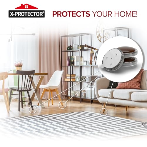 X-Protector Chair Glides - 16 PCS 1" - Premium Furniture Glides with Prongs - Brown Chair Leg Floor Protectors - Slide Objects Effortlessly with Furniture Sliders for Hardwood Floors! - size: 1in (TEFLON, 16 PCS)
