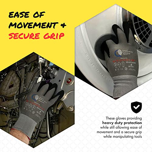Garden & Work Gloves for Men and Women – Cut Resistant Gardening Gloves with Grip, Lightweight Breathable Safety Gloves for DIY, Construction, Warehouse & General Handling – Large, Case of 72 - color: Grey/Black - Pack of 72