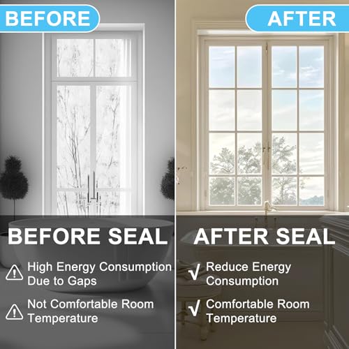 Window Sealing Tape Weather Stripping 2 Inch x 50 Yards Clear Window Insulation Draft Isolation Sealing Film Tape for Shower Glass Gaps Seal Windproof, Residue Free(2 Inch x 50 Yards White) - style: 2 Inch x 50 Yards White