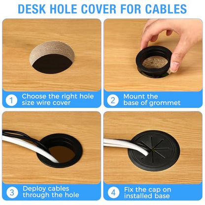 Desk Grommet 2-1/16" (53 mm), Desk Hole Cover for Cables Brown, Cable Grommet ABS Plastic, Desk Hole Grommet for Office and Home Table Cable, Detachable & Flexible Cable Cord Organizer-2 Pcs - size: 2-1/16"(53 mm)-2Pcs, style: Brown