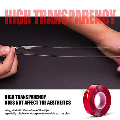Double Sided Tape Heavy Duty - 3/4in 10ft Clear Strong Acrylic Adhesive Mounting Tape Removable Non Residue Transparent for Crafts/Walls/Carpets Fixing/Decorations(Pack of 1 Roll) - size: 3/4"